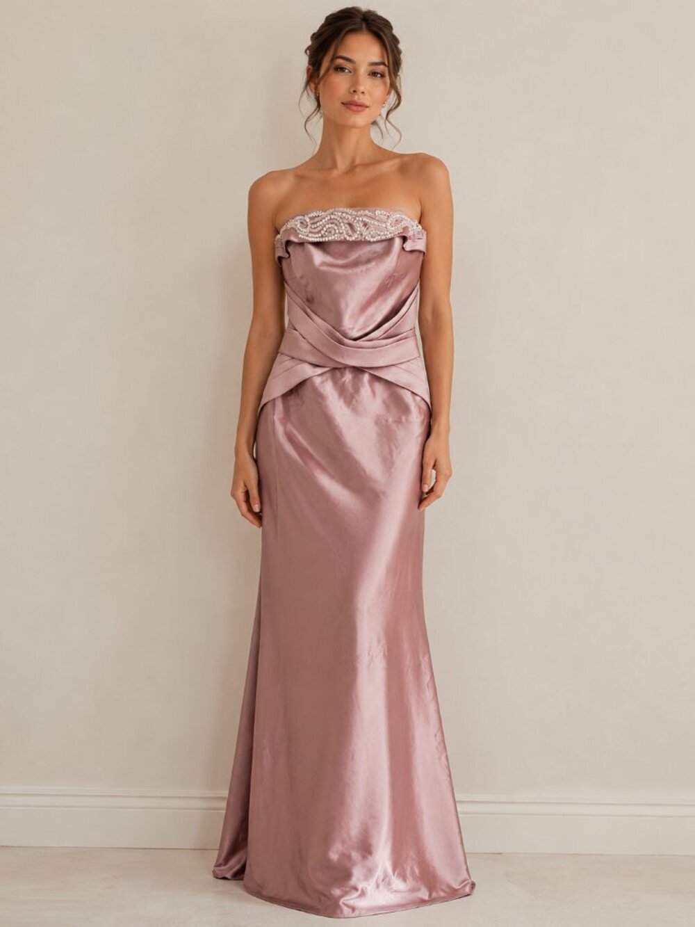 Badgley Mischka Khaki Mermaid Gown | Sweetheart Neck Luxury Formal Dress